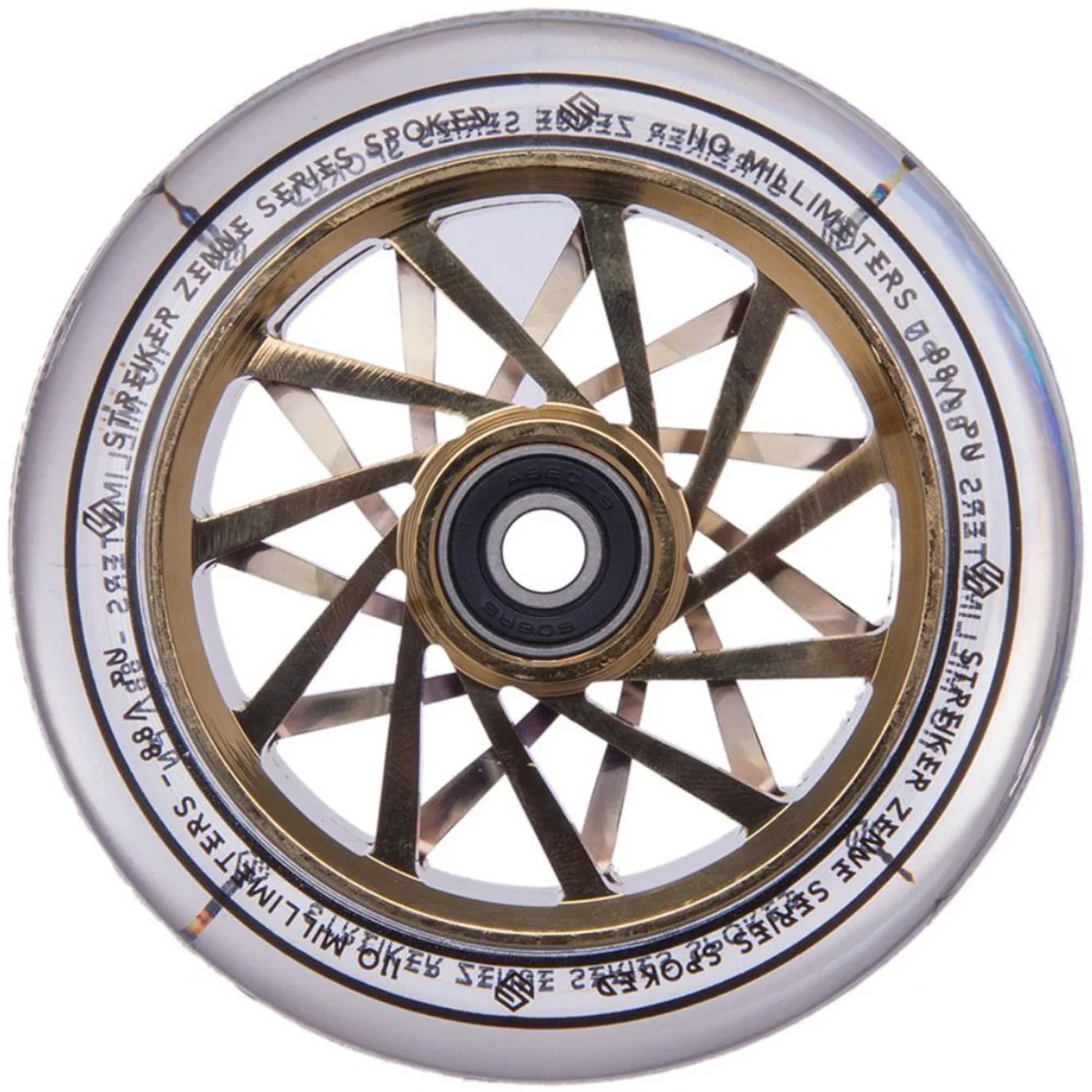 Striker Zenue Series Clear PU Hjul til Løbehjul - Gold Chrome - Billede 2